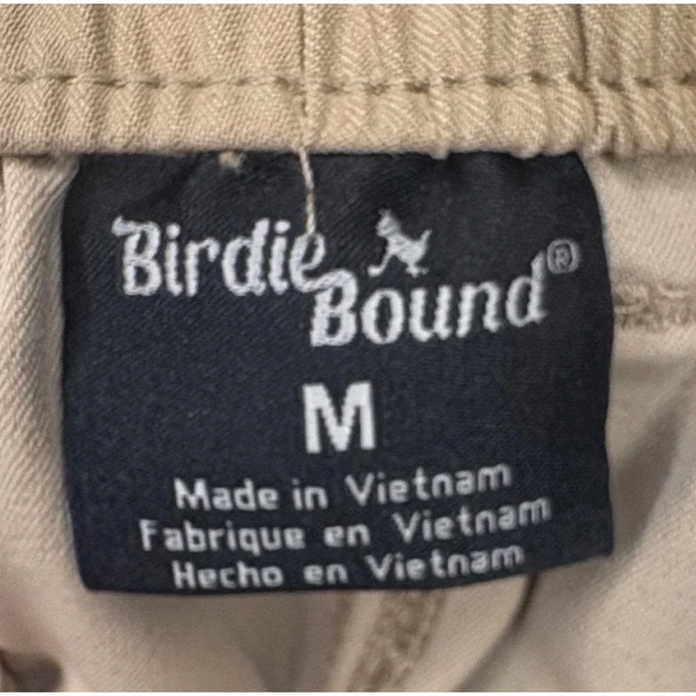 Birdie Bound Mens Golf Pants Beige Tie‎ Front Lightweight Sz Med Spandex Blend